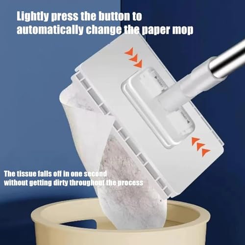 Zero-Touch Mini Mop with Snap Grip, Flat Floor Sweeper Stick with Strong Clips, Hands-Free Cloth Changing, Wet & Dry Mop for Home Cleaning Ten Reusable Rags are Given as a Gift