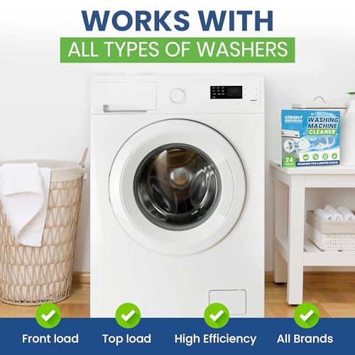 Washing Machine Cleaner Tablets 24 Pack – Deep Cleaning Descaler for HE, Front & Top Load Washers – Septic Safe, Eco-Friendly Freshener, Helps Maintain a Clean Drum – 12 Month Supply - size: 1 Count (Pack of 24)