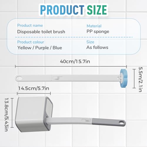 Disposable Toilet Brush, 2026 New Toilet Brush Holder, Compact Wall Mounted Toilet Brush for Modern Bathrooms, Hygienic Toilet Cleaner for Families (Gray+18PCS Brush Heads) - color: Gray+18pcs Brush Heads