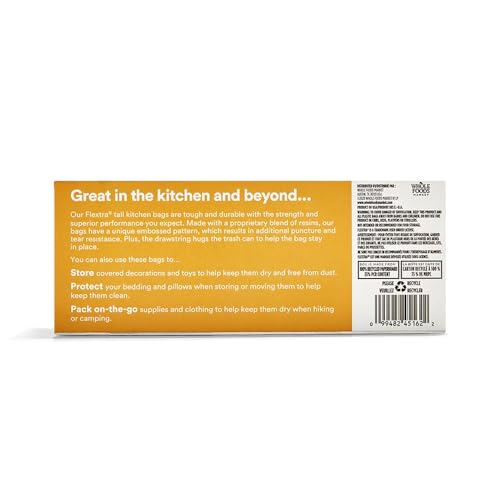 365 by Whole Foods Market, Flextra Strength Drawstring Tall Kitchen Trash Bags, 13 Gallon, 20 Count - size: 20 Count (Pack of 1)