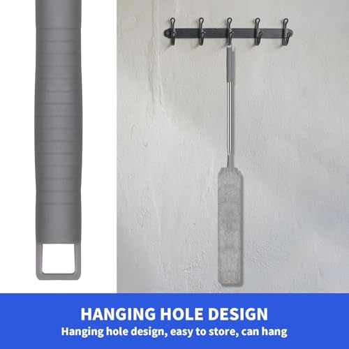 Retractable Gap Dust Cleaner, Extendable Gap Duster with 4 Microfiber Dusting Cloths Long, Under Appliances Cleaning Tools with Extendable Pole,Under Refrigerator, Furniture, High Ceiling