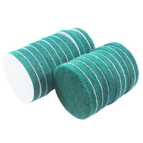 4 Inch 180 Grit Drill Brush Scrubber Scouring Pads, 20 Pcs Hook & Loop Power Scrubber Scour Pads for Rotary Tools, Random Orbital Sander (Green) - style: Green - 180#