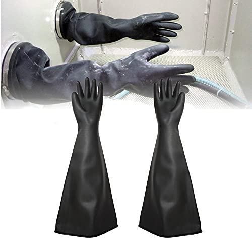 Heavy Duty Sandblasting Gloves Rubber Gloves for Sandblaster Protective Safety Work Black Striped Glove - color: Black 27.5” Gloves