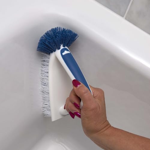 Unger 2-in-1 Bath and Tile Scrubber Brush Tool, Crevice Cleaning Supplies, Dishwasher Safe, Rounded Bristles for Bathroom Scrubbing, Great for Tile, Bathtubs, and Showers - size: Bath & Tile, style: 2-in-1 Bath & Tile Brush