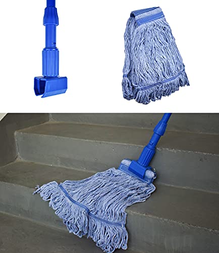 Mop Head Replacement Commercial Heavy Duty String Blue Wet Mop Heads for 3 Typs Commercial Mop Handle(6,Large,Weight 23oz) - size: 23 Ounce