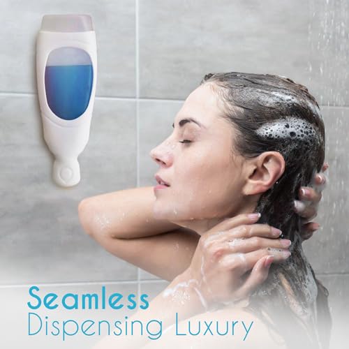 Squeezi 2 Unit Pack (Bright White) Wall Mounted Shower Dispenser and Organizer for Shampoo and Soap Bottles, Silicone Chamber - color: Bright White