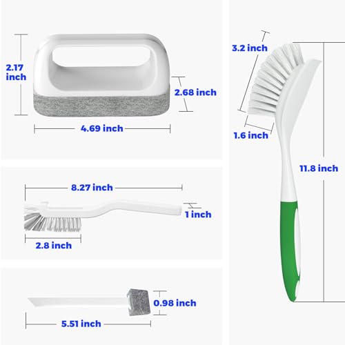 Holikme 6 Pack Dish Brush with Handle Kitchen Cleaning Brush Set for Pot, Pan, Kitchen Sink (Green) - color: Green