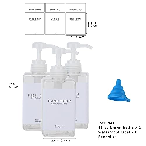 Refillable Shampoo and Conditioner Bottles for Shower Wall,Shampoo and Conditioner Dispenser with Pump No Drill (3 Bottles-Clear) - color: 3 Bottles-clear