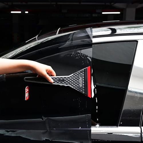 Professional Window Tint Tools Triangle Squeegee PPF Tool - 2 Pack | Long Handle Scraper, TPU Rubber Blade, Water Removal Tool, Auto Tinting Film Installing, Windshield Rear Glass Cleaning