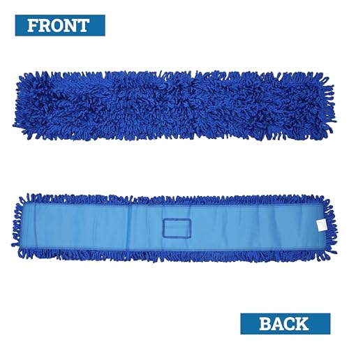KLEEN HANDLER 36 Inch Microfiber Dust Mop, Large Washable Commercial Mop Head Replacement, Sweeper, Janitorial Supplies, Blue - color: Blue - 36 Inch, size: 1 Pack