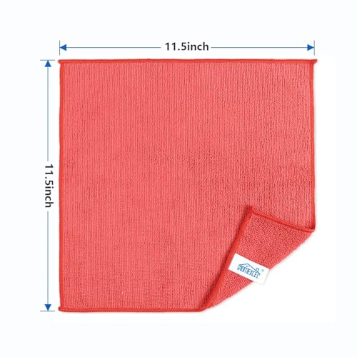 HOMEXCEL Microfiber Cleaning Cloth, Premium Microfiber Towels for Cars, Lint Free, Scratch-Free, Highly Absorbent, Reusable Cleaning Rags for Car, Household, Kitchen, Window(Red,100) - color: Red