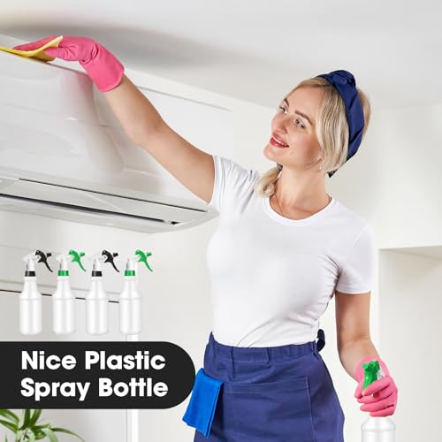 Rtteri 24 Pcs 16 Oz Plastic Spray Bottle for Cleaning Solutions Bulk Empty and Reusable Leak Proof Spraying Bottles for Cleaning, Water, Auto Details, Commercial, Bathroom(Green,Black) - color: Green,Black