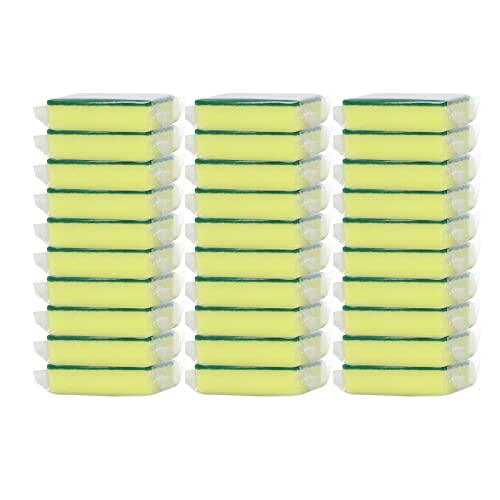 30 Pack Sponge Individually Wrapped, Non Scratch Scrouing Sponges for Household Cleaning, Dishes, Kitchen, Apartment, Car, Bike
