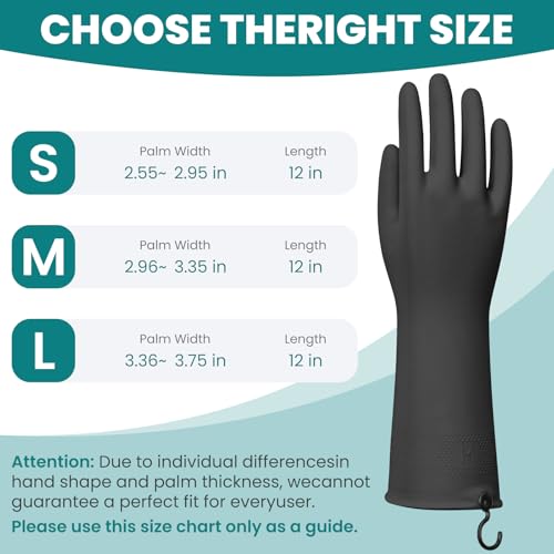 4 Pairs Rubber Dishwashing Gloves with Hanging Hooks - Reusable Cleaning Gloves for Kitchen & Household, Non-Slip, Durable and Flexible (Medium, 4 Colors: Black, Pink, Blue, Purple) - size: Medium