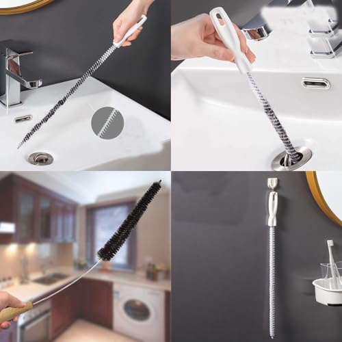 Refrigerator Coil Cleaning Brush,Sewer Set Brush Clog Remover, for Toilet,Kitchen Sink,Sewer,Bathroom Bathtub Hair Clogging Cleaning Tool,Long Drain Brushes,Pipe Brushes, Sink Drain Cleaner Set 3Pcs