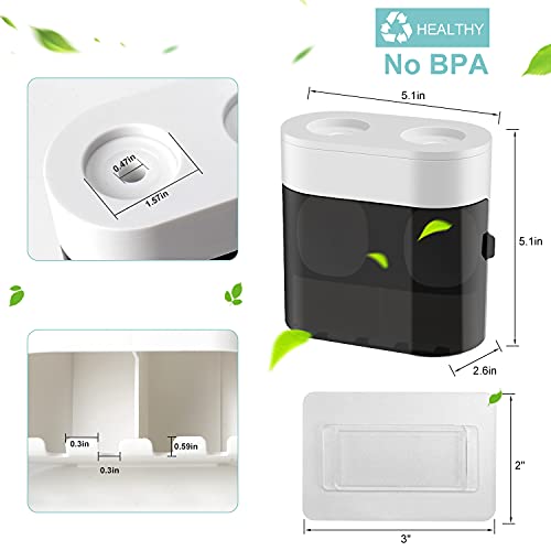 GFWARE Toothbrush Holder Toothpaste Dispenser Wall Mounted with Cover, 4 Slots Tooth Brush Storage Organizer with Automatic Kids Toothpaste Squeezers for Shower Bathroom Black - color: Black