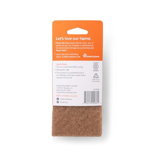 Full Circle Neat Nut, Walnut Scour Pads – Pack of 8 – Powerful, Non-Scratch Dish Scrubber Made with Plant-Based & Recycled Materials, Safe for Nonstick - size: Walnut Scour 8pk