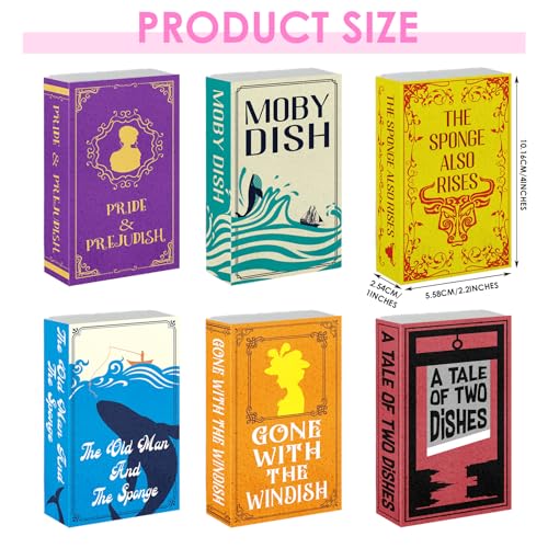 6 Pieces Book Kitchen Sponges Novels Sponges Fun Non-Scratch Scrub for Washing Dishes Pots Pans and Household Cleaning Supplies for Kitchen Dishes Furniture Gifts(Book,6 Pcs) - color: Book