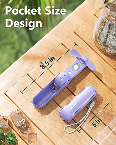 SWEETFULL Portable Misting Fan, Handheld Personal Mister, Rechargeable Mini Spray Water Mist, for Kids Women Travel, Outdoors, Hiking, Camping, Home Office (Purple) - color: purple