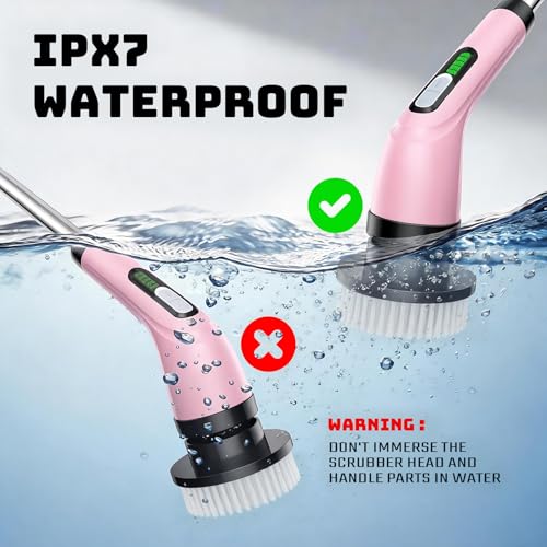 Rechargeable Cordless Rotating Cleaning Brush, Handheld Electric Household Scrub Brush for Bathroom, Shower, Bathtub, Tile and Multiple Home Surfaces