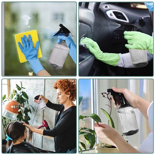 2 Pcs Spray Bottles, 18 oz Empty Water Spray Bottles, Plastic Reusable Adjustable Mist Sprayer Squirt Bottles Containers Refillable for Cleaning Solutions, Gardening, Plants