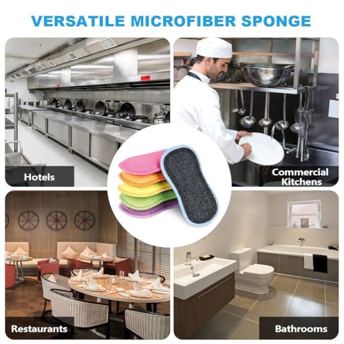 HOMEXCEL 12 Pack Multi-Purpose Scrub Sponges Kitchen, Dish Sponge, Non-Scratch Microfiber Sponge for Efficiently Cleaning Dishes, Pots, and Pans (Multicolor) - color: Multicolor