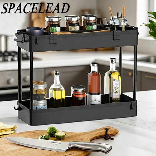 SPACELEAD Slim Storage Cart 3 Tier,Bathroom Organizer Rolling Utility,Mobile Shelving Unit Slide Out for Office, Kitchen, Laundry Room & Narrow Places,Black - color: Black