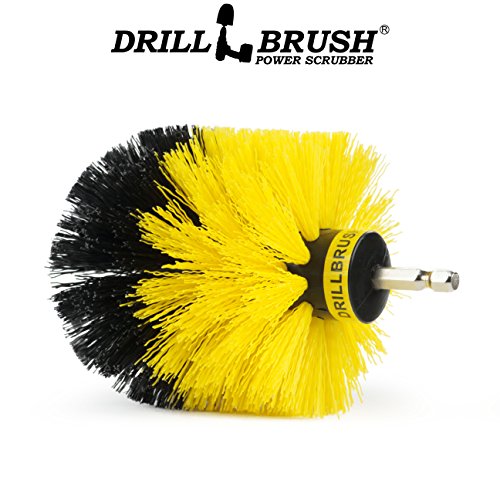 Drill Brush - Bathroom Cleaning Accessories - Shower Cleaner Brush - Scrub Brush - Bath Mat - Bathtub Brush - Sink Brush - Toilet Scrubbing Brush - Tile Flooring Cleaner - Grout Cleaner Brush for Home - color: All Purpose Medium-yellow
