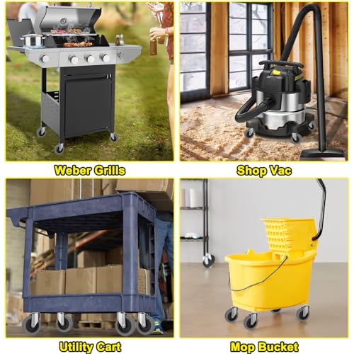 4 Inch Swivel Stem Caster Wheels, 7/16-Inch Stem Diameter Rubber Castors, Heavy Duty TPR Replacement Wheels for Utility Carts Rubbermaid Mop Bucket Shop Vac Weber Grills - 4 Pack - style: 4 Inch-7/16"x1-3/8"