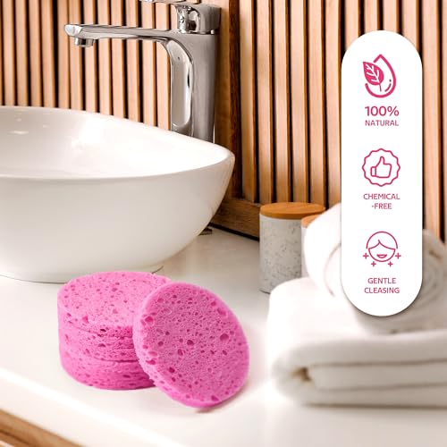GAINWELL 100PCS Compressed Facial Sponges, Cleansing, for Personal Spa Esthetician Use, Pink - color: Pink, size: 1 Count (Pack of 100)