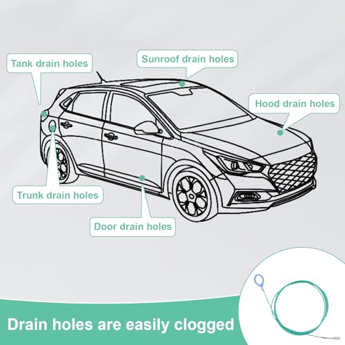 Upgraded car sunroof Drain Cleaning kit for Effortless Pipe clearing. Includes 118-inch Flexible unclogger, Hose Brushes and Flushing Syringe. for sunroofs, Trunks, and Wiper Drain Holes.