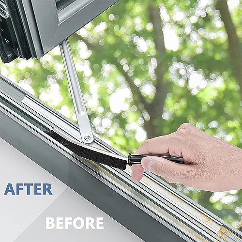 Cleaning Brushes Hand-held Crevice Cleaning Tool, 6PCS Hard-bristled Window Groove Cleaning Brush, Dead Corners Grout Brushes of Bathroom Kitchen Tiles for Blind, Baseboard, Fan, Sliding Door Track