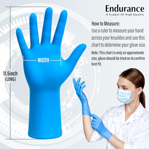 Endurance Blue Nitrile Gloves – 8 Mil Heavy-Duty Disposable Gloves, Powder & Latex-Free, Low Derma, and Non-Sterile - size: Small (Pack of 50)