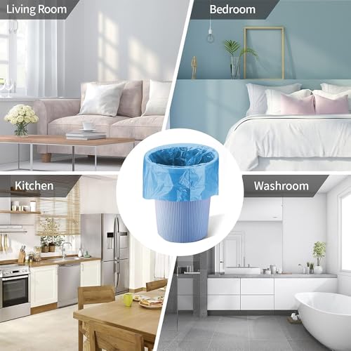 3 Rolls Small Trash Bags - 60 Counts Durable 4 Gallon Small Garbage Bags for home office kitchen Bathroom Bedroom Trash Can liners(Blue) - color: 60 Count Blue