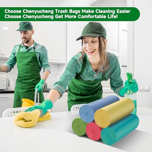 2.6 Gallon Small Trash Bags Bathroom - Compostable Colorful Mini Garbage Bags 100 Count Unscented 10 Liter Biodegradable Little Waste Basket Kitchen Office Car Tiny Liners Strong Thick Chenyucheng - style: 2.6gallon Colorful 100