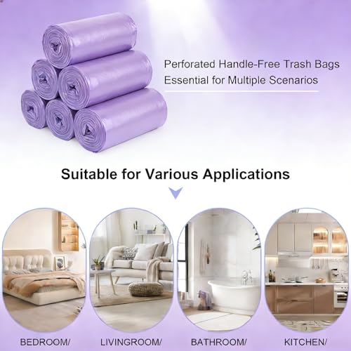 Drawstring Trash Bag 100PCS, Leakproof Small Trash Bags, Unscented Small Garbage Bags, 15 Liter Mini Wastebasket can Liners for Office Bedroom Bathroom, Darkpurple - color: 100Violet color