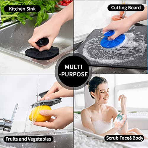 Silicone Sponge, BEAUTAIL Non-Scratch Scrub Sponges for Washing Dishes, Kitchen Fruit Vegetable Cleaning Brush, Long Lasting and Reusable Dishwashing Scrubber, Suction Up Hang Designed, 1 Pack, Black - color: 1pcs Black