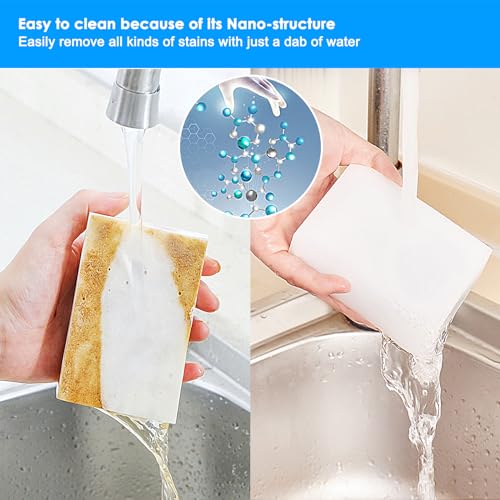 50 Pack Melamine Sponges, Magic Sponge Eraser, Durable Multi-Purpose Premium Melamine Foam Eraser for All Oil Stains, Coffee Cup Stains, Bathroom, Kitchen, Leather, Shoes, Walls, car interiors. - color: 50pc