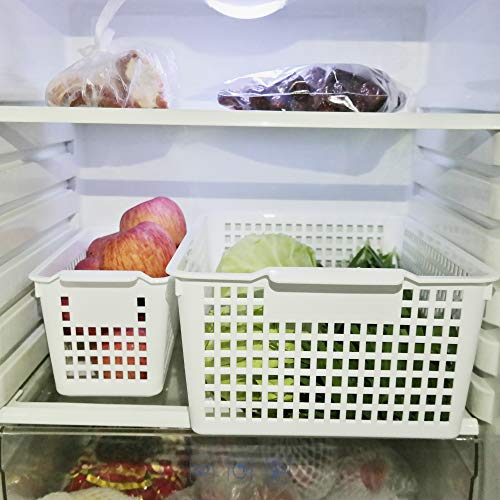 3-Pack Large Plastic Storage Basket, Plastic Storage Bin, White