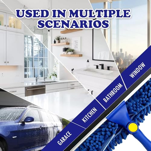 Window Cleaner Squeegee Kit - 2.38M (94inch) Cleaning Equipment with Long Handle 3 in 1 Extendable Window Cleaning Tool for High Windows, Glass, Home, Wall and Car