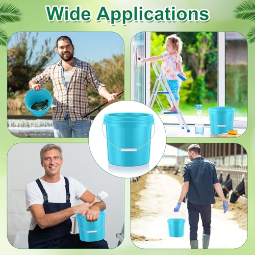 Tioncy 10 Pcs 2 Gallon Plastic Bucket with Lid Heavy Duty 2 Gallon Bucket Pail with Lid Handle for Storage Container Home Household Cleaning (Light Blue) - color: Light Blue