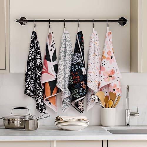 RECYCO Waffle Kitchen Towel Set of 2 - Quick Dry Microfiber Sustainable Dish Towels - Ultra Absorbent Reusable Cleaning Tea Towels - Lightweight Hand Towels,16”x 28”, Enchanted Bloom - color: Enchanted Bloom