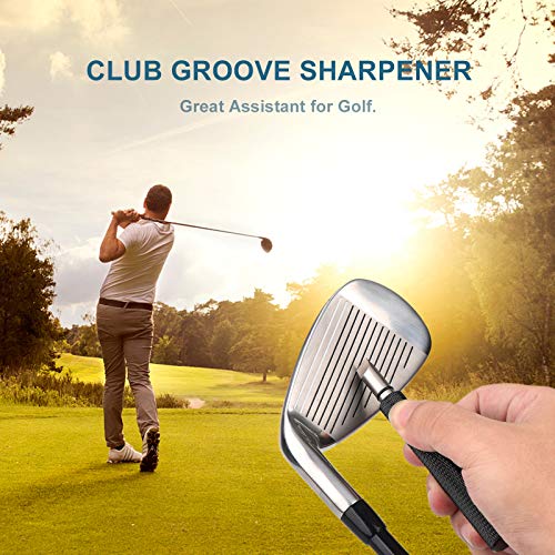 Bulex Golf Club Groove Sharpener, Re-Grooving Tool and Cleaner for Wedges & Irons - Generate Optimal Backspin - Suitable for U & V-Grooves - color: Black