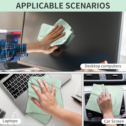 2-Pack Premium Microfiber Cleaning Cloths (10x8") - High-Density Ultra Soft Mint Green Cloths for Glasses, Phone Screens, Lenses, Scratch-Free & Lint-Free