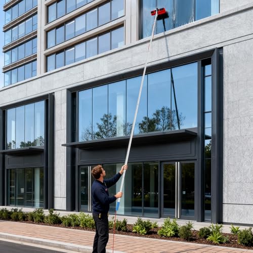 32.81 FT Solar Panel Cleaning Kit, Window Cleaning System, 20M Hose & BrushHead, Washing Equipment Window Cleaner Tool Water Fed Pole Kit for Roof Caravan Solar Panel - size: 10m/32.81ft