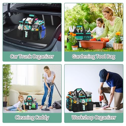 Boczif Cleaning Caddy Bag Wearable, Cleaning Caddy Supplies Organizer with Handle, Shoulder Straps & Detachable Divide, Cleaning Tool Organizers Tote Bag for Cleaners & Housekeepers (Green) - color: Green