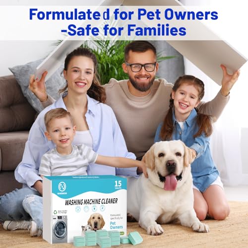 Washing Machine Cleaner -15 Pack, Formulated for Pet Owners | Compatible with HE, Top & Front Load Washer | Septic Safe | Fresh Scent | Removes Residue | Remove Stubborn Pet Hair - color: Green 15 Pack