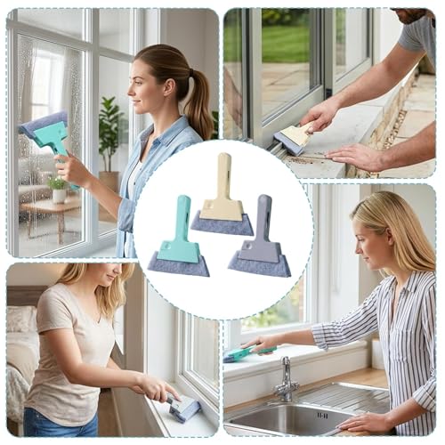 9PCS 4-in-1 Multifunctional Window Brush Set for Efficient Win-dow Maintenance, Window Sill Cleaner Tool, Win-dow Track Cleaning Tools, Includes Three Brushes and Six Replacement Pads