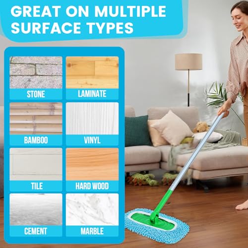 6Pcs Reusable Microfiber Mop Pads Compatible with Sweeper Mop, Replacement Wet Mopping pad Refills & Washable Dry Sweeping Cloths for Surface/Hardwood Floor Cleaning (Blue) - color: 6 Pack Blue