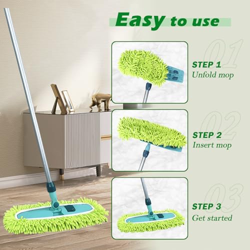 4PCS 14''~16'' Microfiber Dust Mop Pads Compatible with Leifheit 55210,Reusable Mop Refills,Replacent Wet Mopping Pad & Washable Dry Sweeping Cloths for Hardwood Floor/Tile/Marble Cleaning